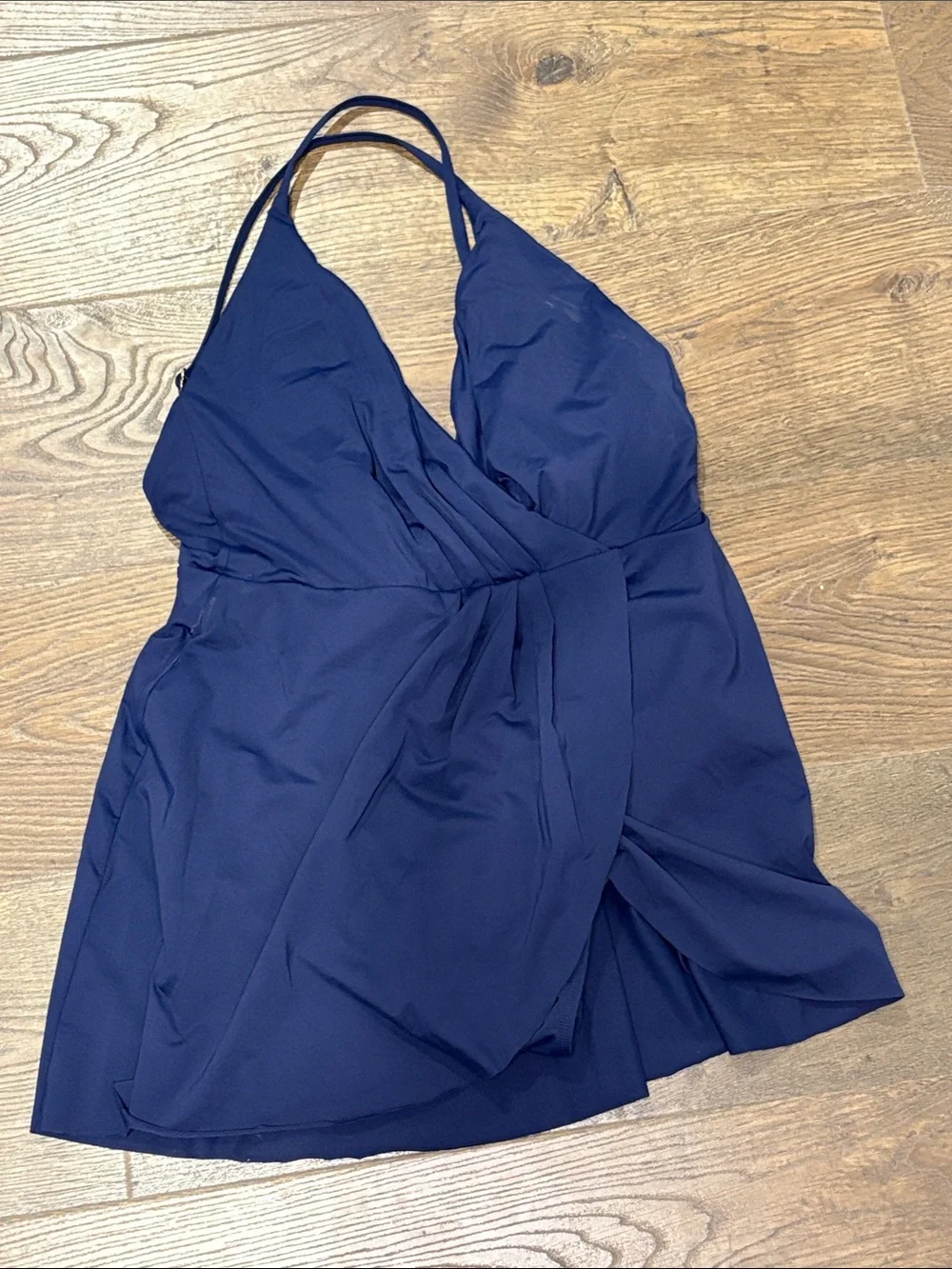 Anne Cole Navy Deep V Wrap Swim Romper